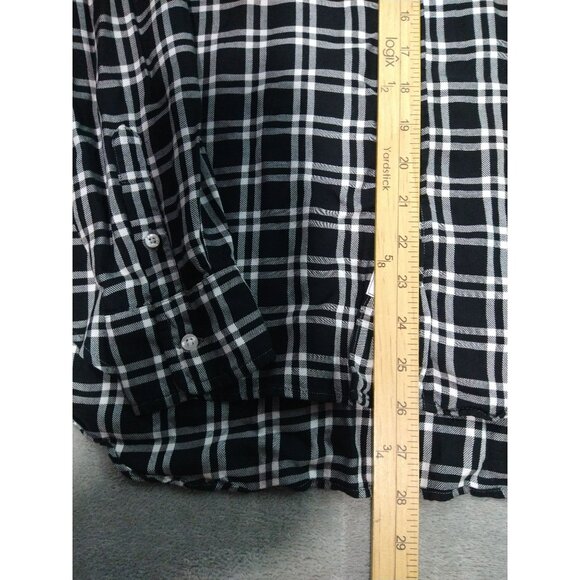 Frank Eileen Shirt Womens Small Black Plaid Button Up Long Sleeve Top Modal - Picture 3 of 8
